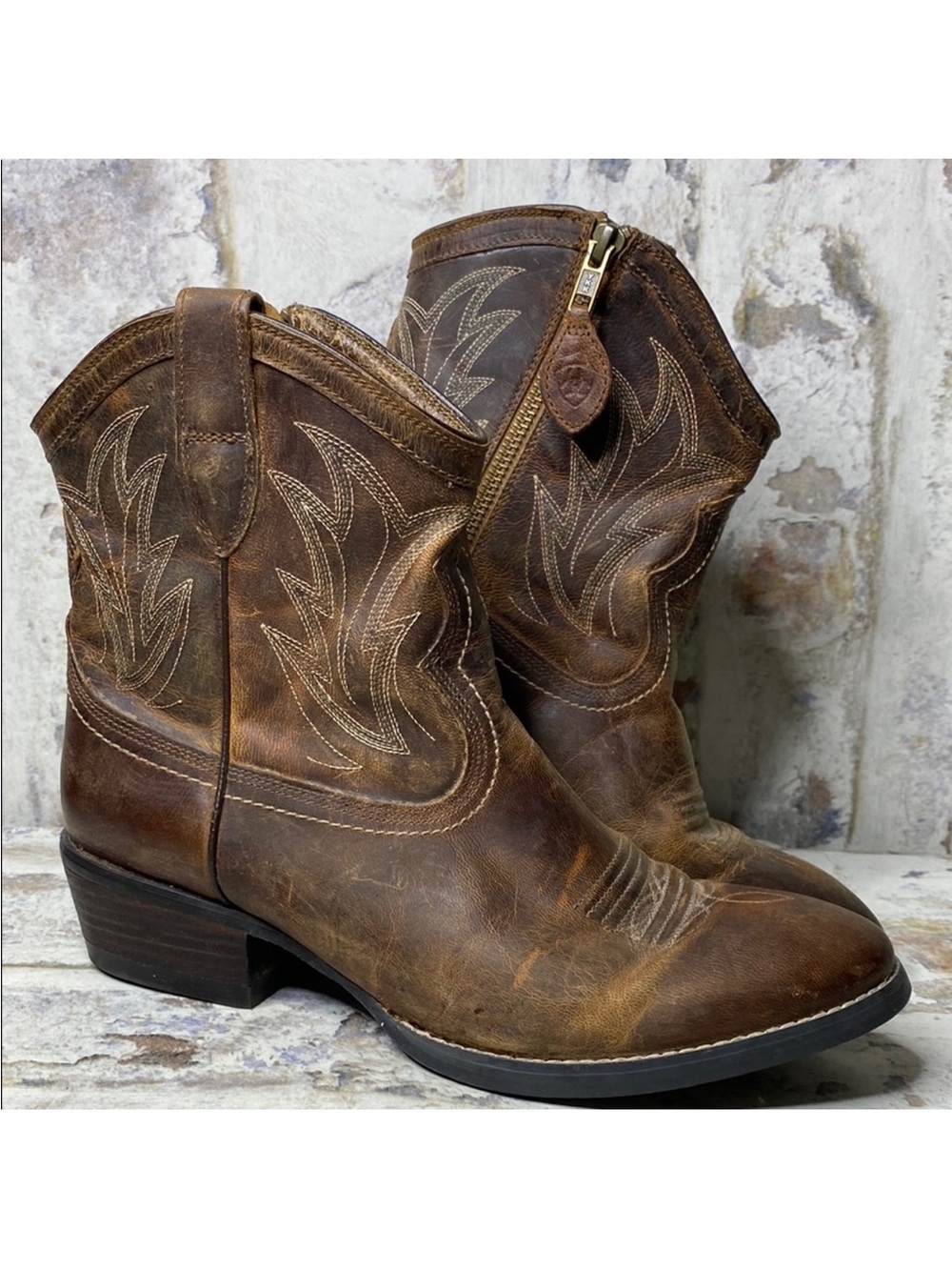 Ariat Billie Ankle Cowboy Western Brown Leather Boots 8.5
